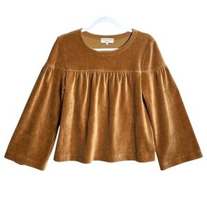 Madewell Texture & Thread Sz S Velvet Corduroy‎ Swing Top Flared Sleeves Boxy